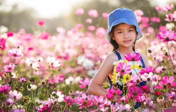 Лето, цветы, настроение, девочка