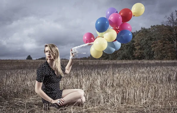 Взгляд, девушка, шары