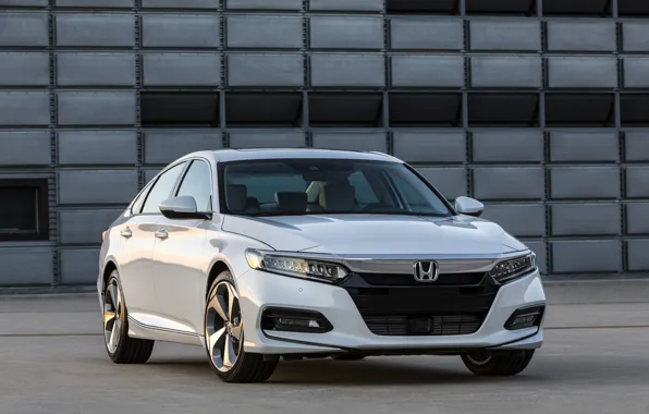 Картинка белый, Honda, Accord, седан, 2018, у стены, Touring, 2.0T