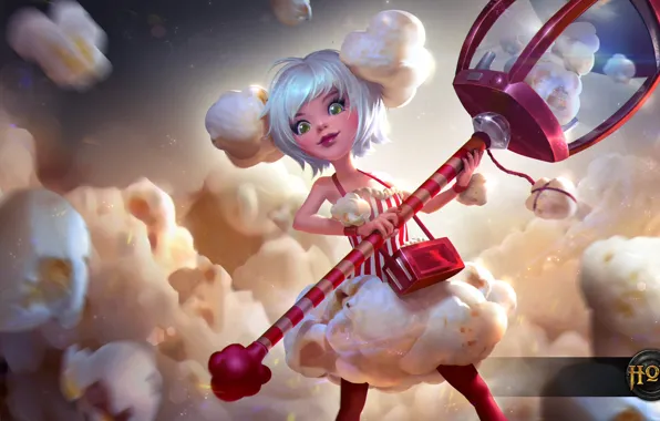 Девочка, hon, pearl, art, попкорн, Heroes of Newerth, Popcorn Pearl