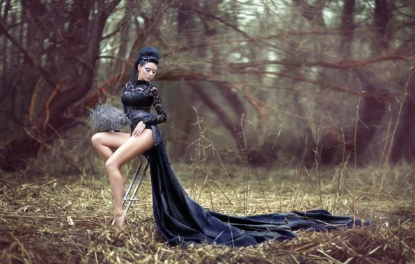 Ножки, в чёрном, боке, Raven