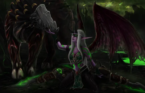 Эльф, существо, демон, эльфийка, world of warcraft