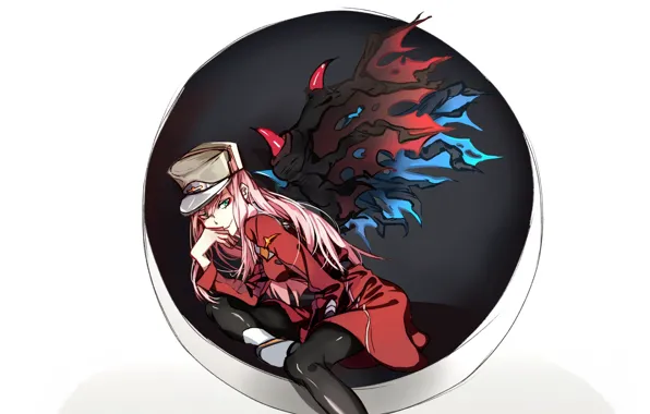Девушка, круг, сидит, 002, Darling In The Frankxx, Милый во Франксе, Zero Two