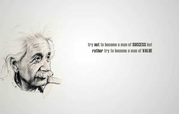 Картинка minimalism, Albert Einstein, phrase, drawing, famous, success, quote, value