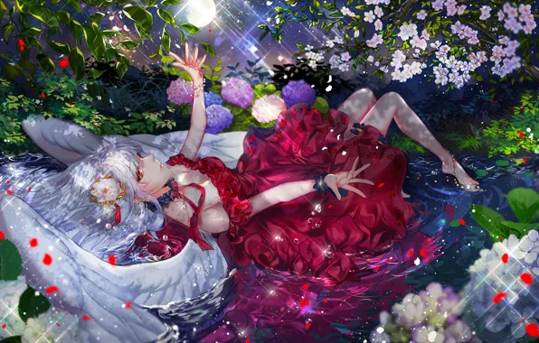 Картинка девушка, природа, ангел, аниме