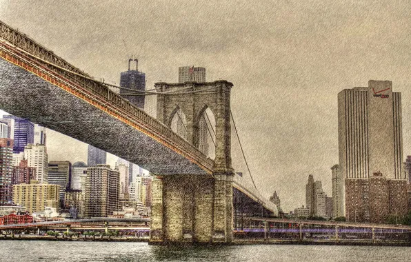 Картинка город, NYC, Brooklyn Bridge