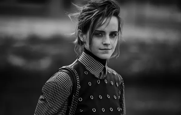 Фото, фон, портрет, актриса, черно-белое, красотка, Эмма Уотсон, Emma Watson