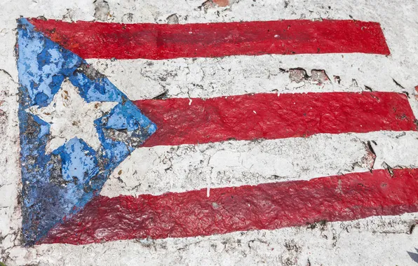 Red, white, star, blue, painting, flag, Cuba