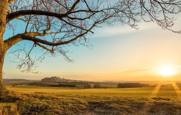 Germany, Sonnenuntergang, Stolpen