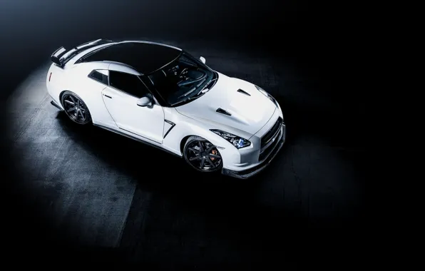 Картинка белый, Nissan, white, GT-R, ниссан, R35