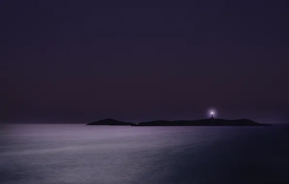Картинка море, острова, ночь, маяк