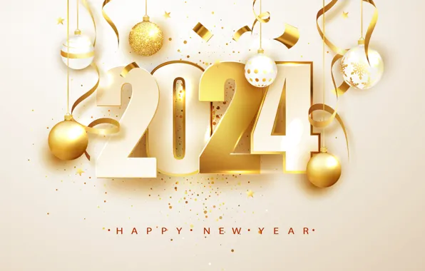 Цифры, Новый год, дата, композиция, 2024, Новый 2024 год