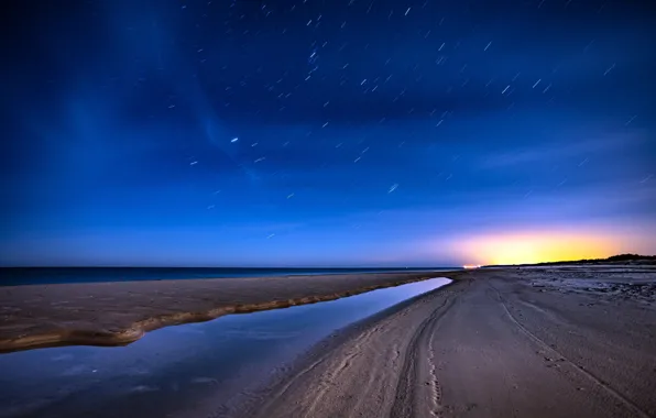 Картинка Coast, Beach, Poland, Leba, Meteor Shower