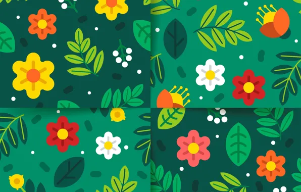 Листья, цветы, яркий, зеленый, фон, текстура, flower, pattern