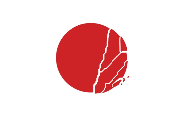 Солнце, Япония, Круг, Флаг, Japan, Sun, Трещина, Разлом