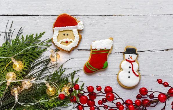 Картинка украшения, Новый Год, печенье, Рождество, Christmas, wood, New Year, cookies