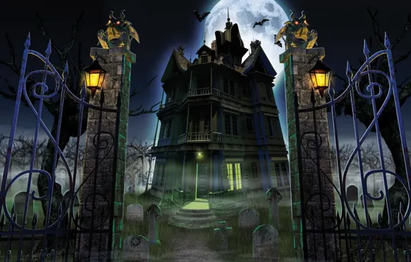 Картинка замок, хэллоуин, halloween