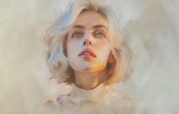 Девушка, рисунок, портрет, стилизация