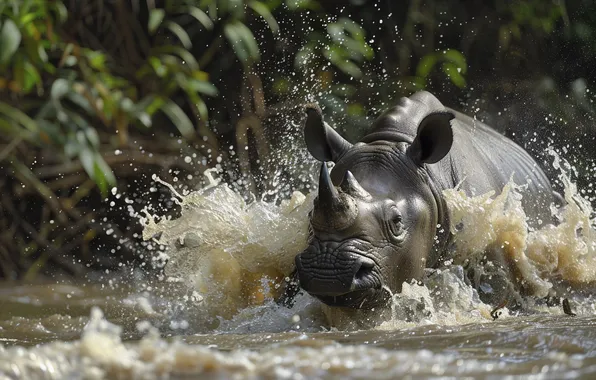 Картинка rhino, animal, wild, natural, habitat