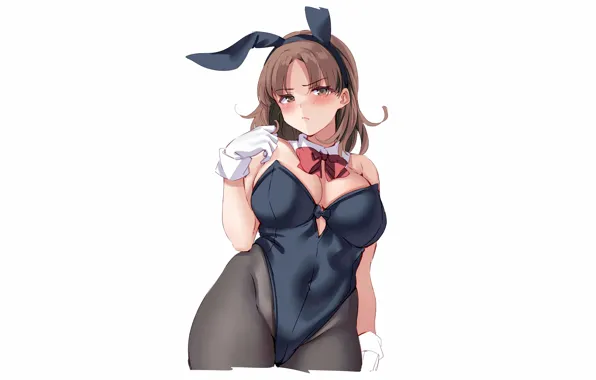 Girl, sexy, cleavage, long hair, brown hair, brown eyes, boobs, anime