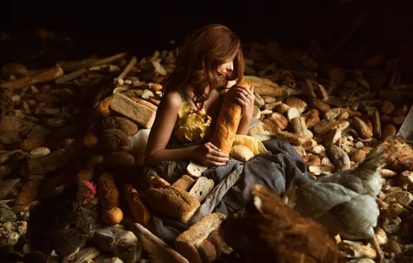 Картинка девушка, хлеб, Lichon, The bread company