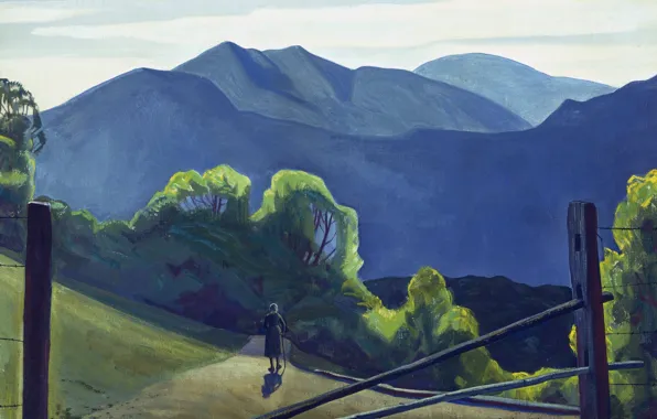 Картинка пейзаж, горы, картина, Rockwell Kent, Рокуэлл Кент, В Адирондаках