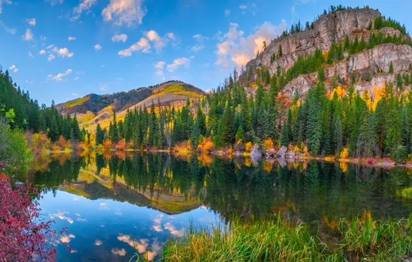 Картинка осень, пейзаж, горы, озеро, USA, США, lake, Colorado