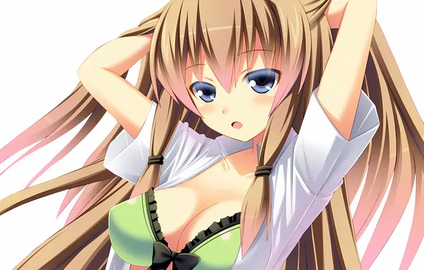 Girl, sexy, lingerie, bra, cleavage, long hair, boobs, anime