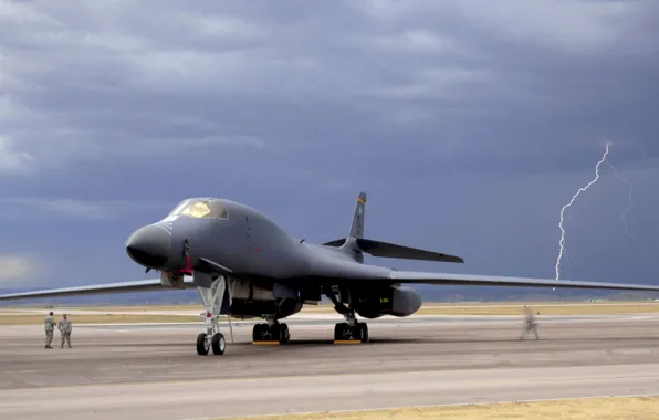 Молния, бомбардировщик, аэродром, lancer, b-1