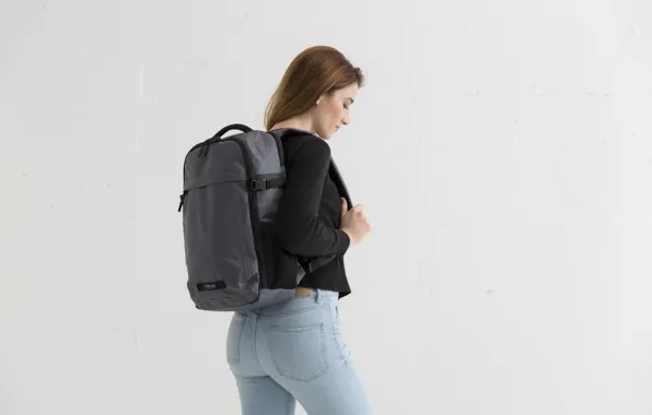 Woman, jeans, backpack