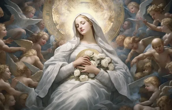 Sky, angels, paradise, Holy Mary