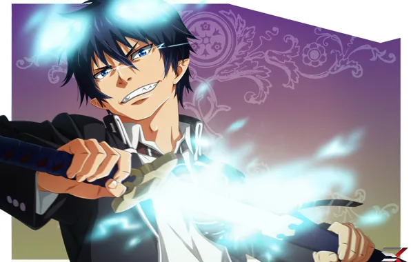 Аниме, арт, парень, Ao no Exorcist, Синий экзорцист, полудемон, Окумура Рин