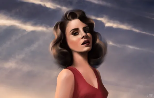 Рисунок, певица, Lana Del Rey, Лана Дель Рей
