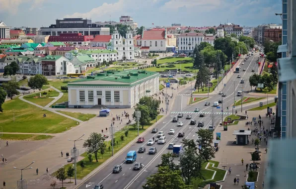 Машины, движение, люди, потоки, Belarus, Minsk, Немига