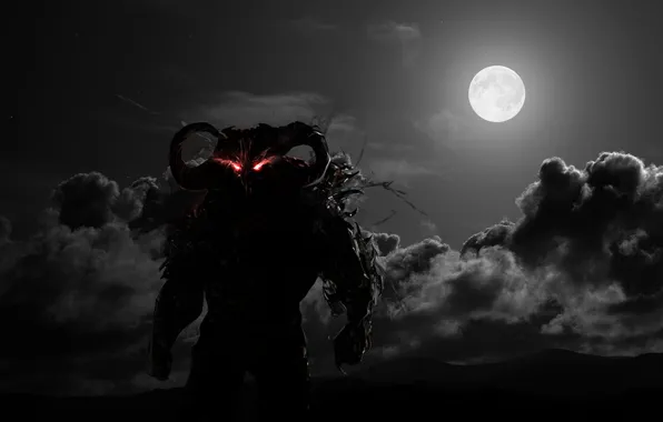 Dark, moon, night, cloud, video game, dahaka_the_beast_of_time