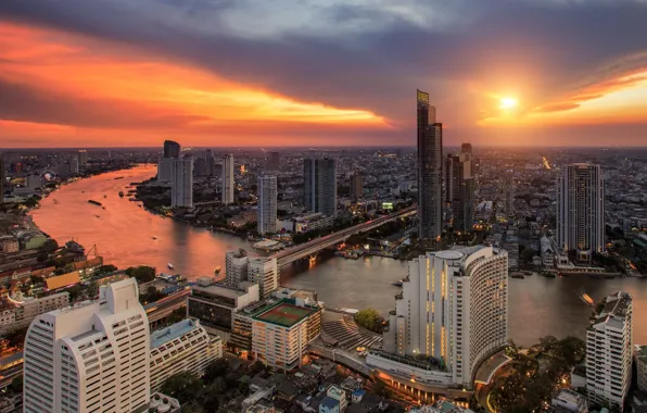 Картинка пейзаж, город, панорама, Таиланд, Бангкок, Thailand, Bangkok