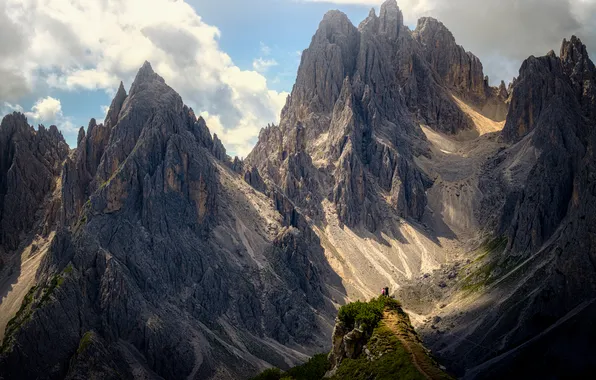 Mountains, rocks, persons