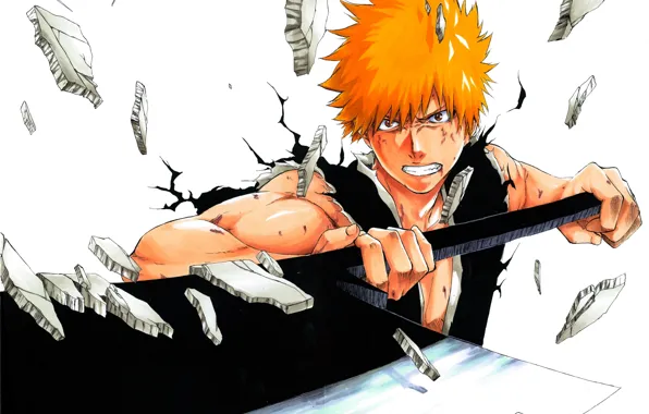 Меч, парень, bleach, anime, kurosaki ichigo, art