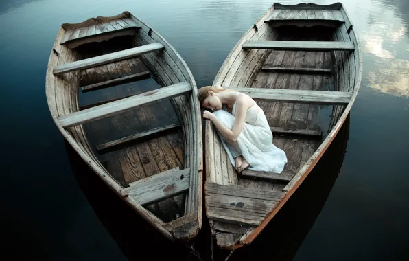 Картинка девушка, настроение, лодка