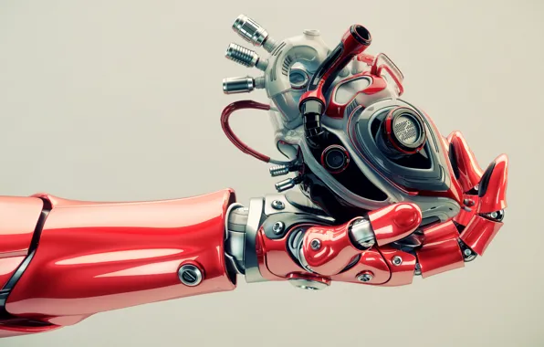 Картинка heart, hand, robotics
