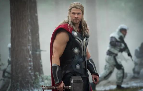 Gun, soldier, armor, weapon, Thor, rifle, Chris Hemsworth, god