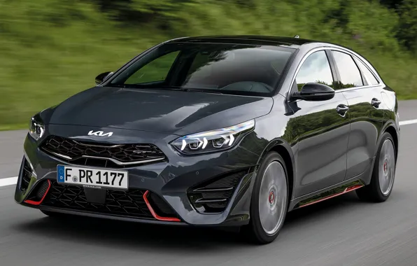 Картинка скорость, трасса, седан, KIA, экстерьер, 2021, Kia ProCeed GT