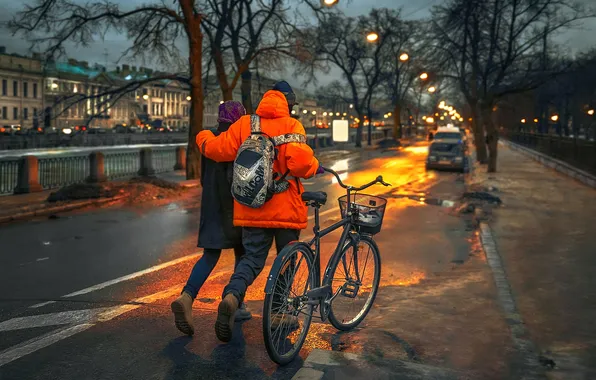Велосипед, пара, Санкт-Петербург, прогулка