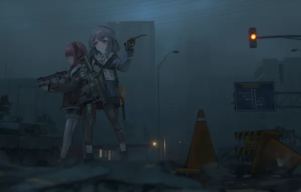 Ночь, улица, девочки, Girls Frontline, Девушки фронта