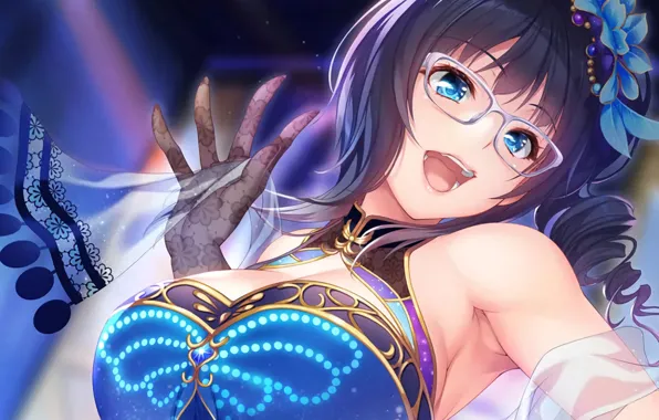 Girl, sexy, cleavage, blouse, long hair, boobs, anime, beautiful