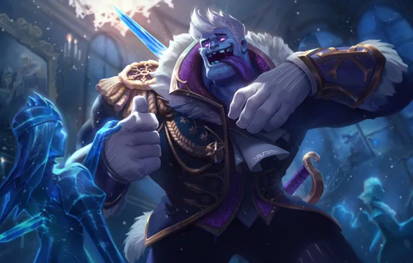 Снег, фэнтези, League of Legends, Riot Games, Alvin Lee, Dr. Mundo, Xu Cheng