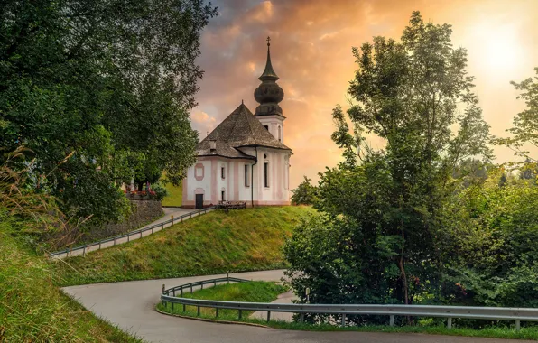 Лето, природа, Германия, храм, Germany, Berchtesgaden