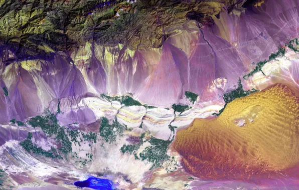 Картинка Китай, фото NASA, Турфанская впадина
