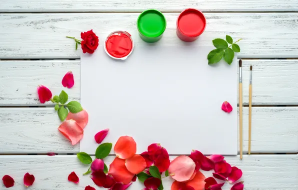 Картинка краски, розы, лепестки, pink, flowers, roses, розовые розы