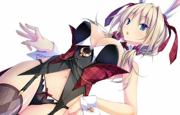 Girl, sexy, lingerie, cleavage, panties, long hair, boobs, animal ears